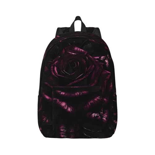 EdWal Damen-Rucksack mit Gothic-Rosen-Druck, Herren-Reiserucksack, lässiger Tagesrucksack, Büchertasche für Laptop, Arbeit, Reisen, Wandern, Schwarz , M von EdWal