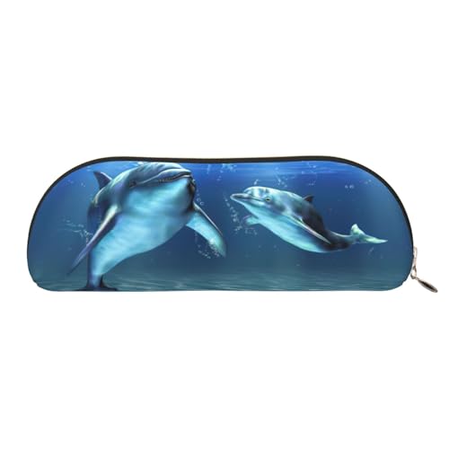 EdWal Delfine im Meer Druck Make-up Tasche Mäppchen Bleistift Etui Stilvolle Bleistift Etui für Frauen, Reisen Kosmetiktasche, golden, One size, Kulturbeutel von EdWal