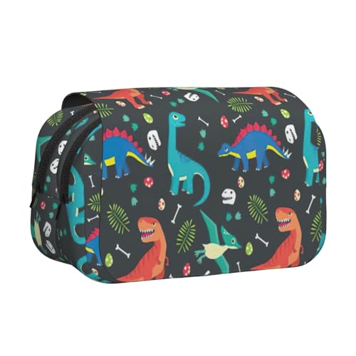 EdWal Federmäppchen mit Cartoon-Dinosaurier-Druck, Segeltuch, großes Fassungsvermögen, Organizer, multifunktionales Federmäppchen von EdWal