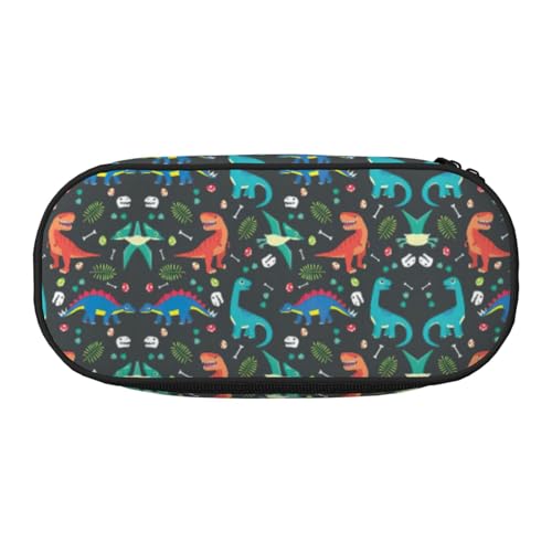 EdWal Federmäppchen mit Cartoon-Dinosaurier-Druck, großes Fassungsvermögen, großes Federmäppchen, Schreibwaren, Stiftetasche, Büro, Uni, Schule, Schwarz , Einheitsgröße, Taschen-Organizer von EdWal
