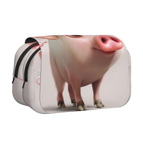 EdWal Federmäppchen mit Cartoon-Schweine-Motiv, Segeltuch, großes Fassungsvermögen, Organizer, multifunktionales Federmäppchen von EdWal