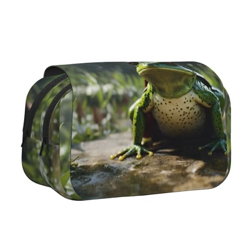 EdWal Federmäppchen mit Froschblätter-Druck, Segeltuch, großes Fassungsvermögen, Organizer, multifunktionales Federmäppchen EdWal Federmäppchen mit Froschblätter-Druck, Segeltuch, großes Fassungsvermögen, Organizer, multifunktionales Federmäppchen von EdWal