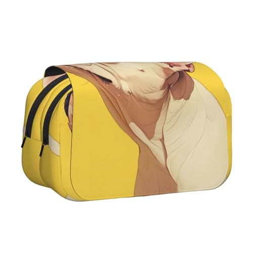 EdWal Federmäppchen mit Tiermotiv, Motiv: Französische Bulldogge, Leinen, großes Fassungsvermögen, Organizer, multifunktionales Federmäppchen von EdWal