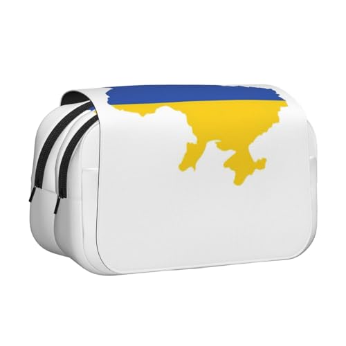 EdWal Federmäppchen mit Ukraine-Flagge, bedrucktes Federmäppchen, Segeltuch, großes Fassungsvermögen, Organizer, multifunktionales Federmäppchen von EdWal