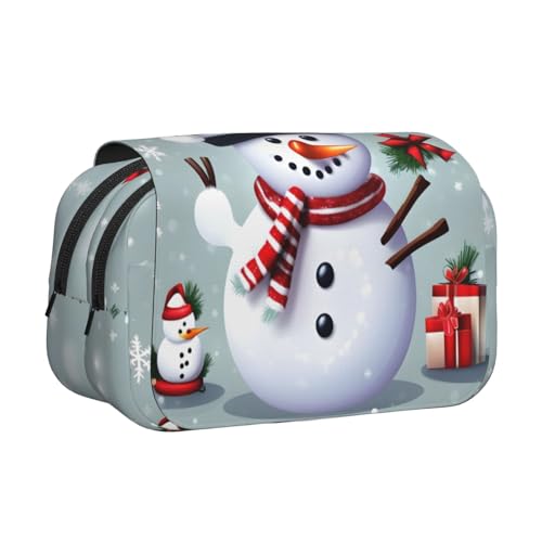 EdWal Federmäppchen mit Weihnachtsmotiv und Schneemann-Motiv, Segeltuch, großes Fassungsvermögen, Organizer, multifunktionales Federmäppchen von EdWal