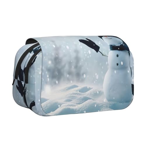 EdWal Federmäppchen mit Weihnachtsmotiv und Schneemann-Motiv, Segeltuch, großes Fassungsvermögen, Organizer, multifunktionales Federmäppchen von EdWal