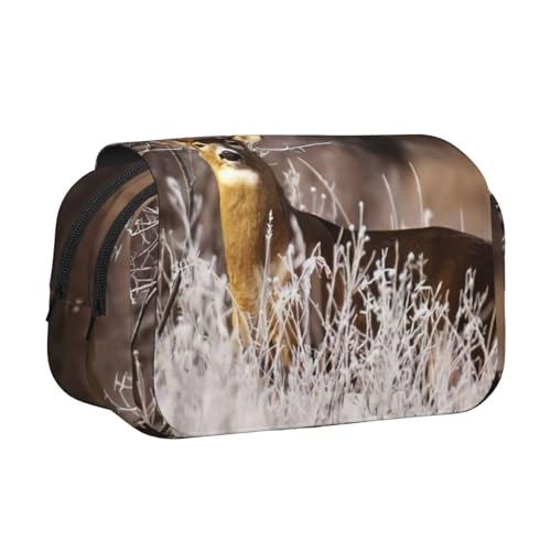 EdWal Federmäppchen mit Weißschwanz-Motiv und Hirsch-Motiv, Segeltuch, großes Fassungsvermögen, Organizer, multifunktionales Federmäppchen von EdWal