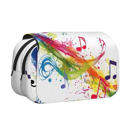 EdWal Federmäppchen mit buntem Musiknoten-Druck, aus Segeltuch, großes Fassungsvermögen, Organizer, multifunktionales Federmäppchen EdWal Federmäppchen mit buntem Musiknoten-Druck, aus Segeltuch, großes Fassungsvermögen, Organizer, multifunktionales Federmäppchen von EdWal