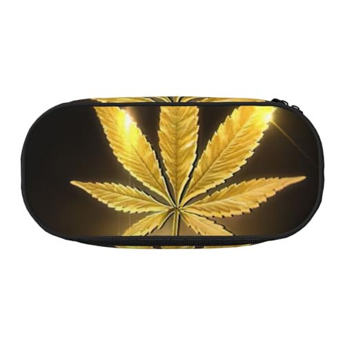 EdWal Federmäppchen mit goldenem Cannabis-Druck, großes Fassungsvermögen, großes Federmäppchen, Schreibwaren, Stiftetasche, Büro, Uni, Schule, Schwarz , Einheitsgröße, Taschen-Organizer von EdWal