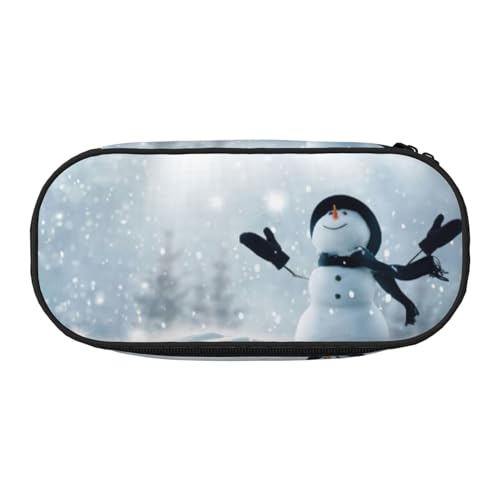 EdWal Federmäppchen mit weihnachtlichem Schneemann-Aufdruck, großes Fassungsvermögen, großes Federmäppchen, Schreibwaren, Stiftetasche, Büro, Uni, Schule, Schwarz , Einheitsgröße, Taschen-Organizer von EdWal