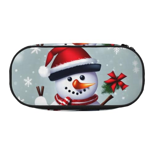 EdWal Federmäppchen mit weihnachtlichem Schneemann-Aufdruck, großes Fassungsvermögen, großes Federmäppchen, Schreibwaren, Stiftetasche, Büro, Uni, Schule, Schwarz , Einheitsgröße, Taschen-Organizer von EdWal
