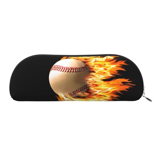 EdWal Fire Baseball Print Make-up Tasche Etui, Bleistift Box, Stilvolle Bleistiftbeutel für Frauen, Reise Kosmetiktasche, silberfarben, One size, Kulturbeutel von EdWal