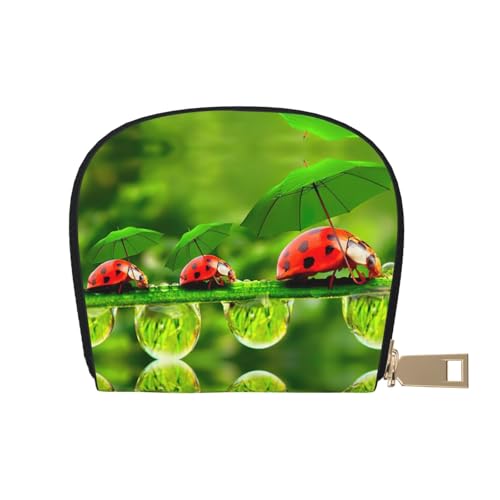 EdWal Funny Ladybug Holding Umbrellas Print Card Holder Uni Credit Card Case for Men and Women Leather Card Holder, Slim Business Card, weiß, Einheitsgröße von EdWal