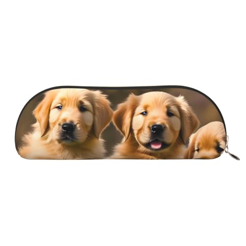 EdWal Golden Retriever Hunde Welpen Haustier Druck Make-up Tasche Federmäppchen, Federmäppchen, stilvolle Federmäppchen für Frauen, Reise-Make-up-Tasche, Gold, En storlek, Kulturbeutel von EdWal