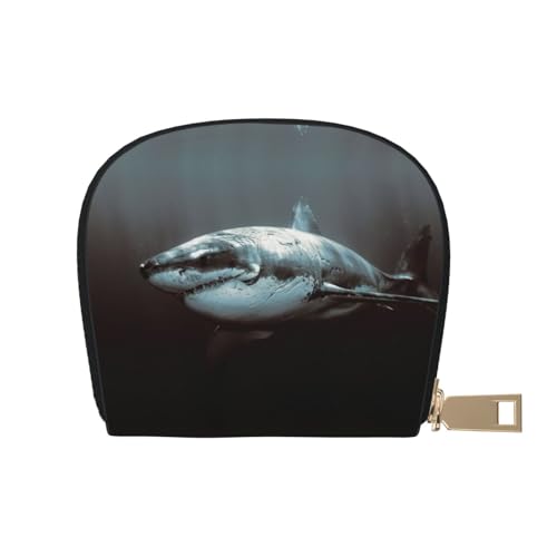 EdWal Great White Shark Print Card Holder Uni Credit Card Case for Men and Women Leather Card Holder Slim Business Card, weiß, Einheitsgröße von EdWal
