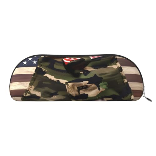 EdWal Kosmetiktasche mit Camouflage-Muster, Motiv: amerikanische Flaggen, stilvolles Federmäppchen für Damen, Reise-Kosmetiktasche, Metallic-Silber, Talla única, Kulturbeutel von EdWal