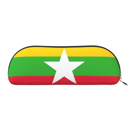 EdWal Kosmetiktasche mit Myanmar-Flagge Motiv, stilvolle Federtasche für Damen, Reiseetui, Silberfarben., One Size, Kulturbeutel von EdWal