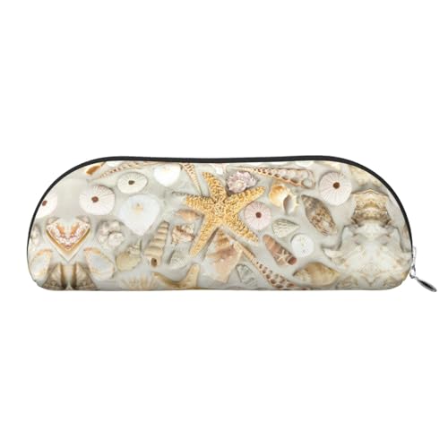 EdWal Kosmetiktasche mit Seestern-Druck, Muscheln, Sandstrand, Federmäppchen, stilvolle Federtasche für Damen, Reise-Make-up-Tasche, Silber, one size, Kulturbeutel von EdWal