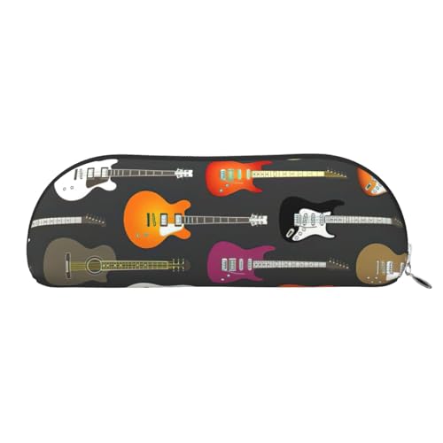 EdWal Kosmetiktasche mit akustischem Druck und bunten Gitarren, Federmäppchen, stilvolle Kosmetiktasche für Damen, Reise-Make-up-Tasche, silber, one size, Kulturbeutel von EdWal