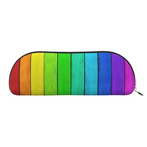 EdWal Kosmetiktasche mit buntem Holzboden in Regenbogenfarben, Federmäppchen, elegante Federtasche für Damen, Reise-Make-up-Tasche, Silber, one size, Kulturbeutel von EdWal