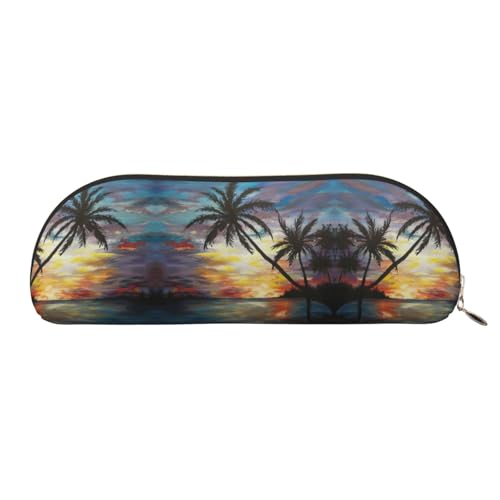 EdWal Kosmetiktasche mit tropischem Sonnenuntergang bedruckt, Federmäppchen, stilvolle Kosmetiktasche für Damen, Reise-Make-up-Tasche, Gold, One Size, Kulturbeutel von EdWal