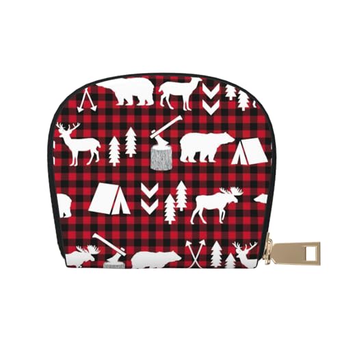 EdWal Kuh Hirsch Baum Weihnachten Druck Kartenhalter Uni Kreditkartenetui für Damen und Herren Leder Kartenhalter Slim Visitenkarte, weiß, Einheitsgröße von EdWal