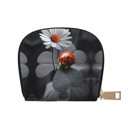 EdWal Ladybug Daisy Print Kartenetui Uni Kreditkartenetui für Damen und Herren Leder Kartenhalter Slim Visitenkarte, weiß, Einheitsgröße von EdWal