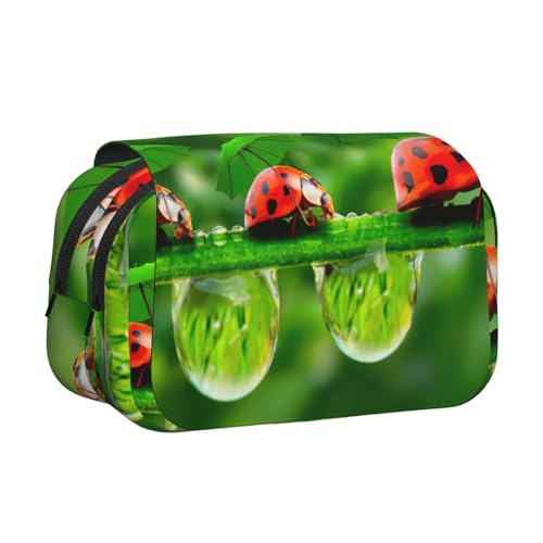 EdWal Lustiges Federmäppchen mit Marienkäfer-Druck, aus Segeltuch, großes Fassungsvermögen, Organizer, multifunktionales Federmäppchen EdWal Lustiges Federmäppchen mit Marienkäfer-Druck, aus Segeltuch, großes Fassungsvermögen, Organizer, multifunktionales Federmäppchen von EdWal