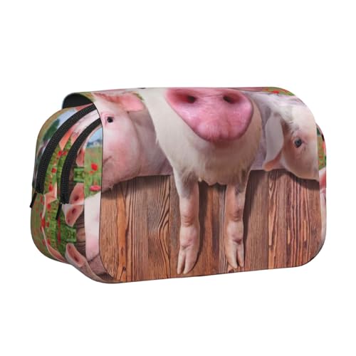 EdWal Lustiges Federmäppchen mit niedlichem Schweine-Druck, aus Segeltuch, großes Fassungsvermögen, Organizer, multifunktionales Federmäppchen EdWal Lustiges Federmäppchen mit niedlichem Schweine-Druck, aus Segeltuch, großes Fassungsvermögen, Organizer, multifunktionales Federmäppchen von EdWal