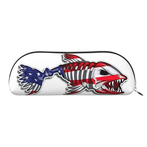 EdWal Make-up-Tasche mit USA-Knochenfisch-Druck, Federmäppchen, Federmäppchen, stilvolles Federmäppchen für Damen, Reise-Kosmetiktasche, silber, Einheitsgröße, Kulturbeutel von EdWal
