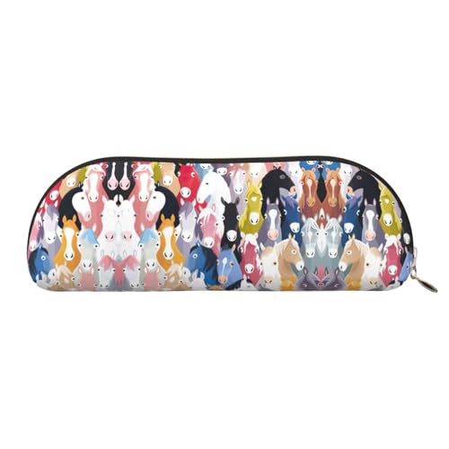 EdWal Make-up-Tasche mit buntem Cartoon-Pferde-Druck, Federmäppchen, Federmäppchen, stilvolles Federmäppchen für Damen, Reise-Kosmetiktasche, gold, Einheitsgröße, Kulturbeutel von EdWal