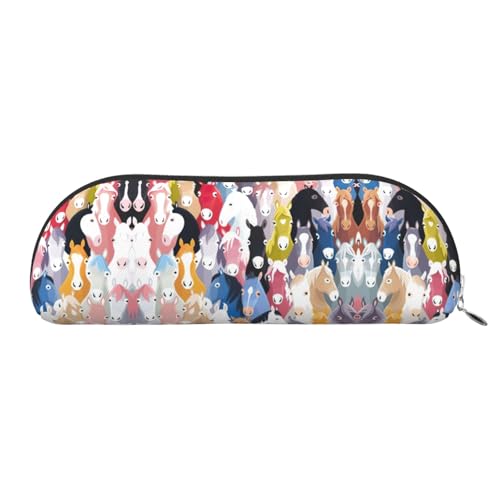 EdWal Make-up-Tasche mit buntem Cartoon-Pferde-Druck, Federmäppchen, Federmäppchen, stilvolles Federmäppchen für Damen, Reise-Kosmetiktasche, silber, Einheitsgröße, Kulturbeutel von EdWal