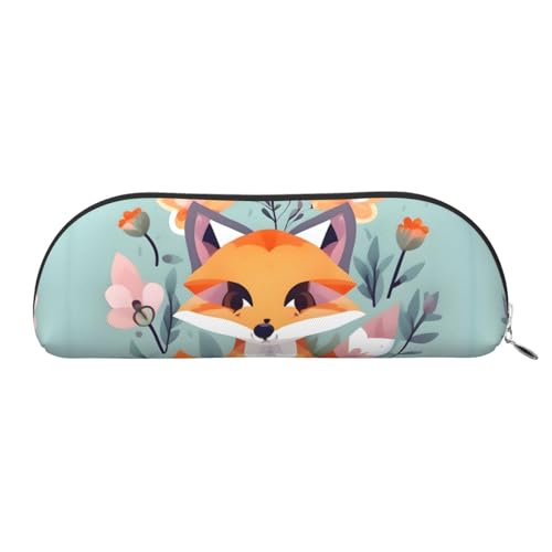 EdWal Nette Tiere Fuchs Blumen Druck Make-up Tasche Bleistift Mäppchen Bleistift Etui Stilvolle Bleistift Etui für Frauen, Reisen Kosmetiktasche, silberfarben, One size, Kulturbeutel von EdWal