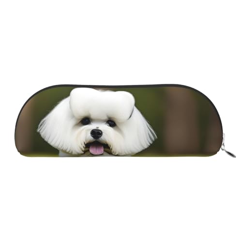 EdWal Niedliches Make-up-Tasche mit Bichon-Frisé-Motiv, Federmäppchen, Federmäppchen, stilvolles Federmäppchen für Damen, Reise-Kosmetiktasche, silber, Einheitsgröße, Kulturbeutel von EdWal