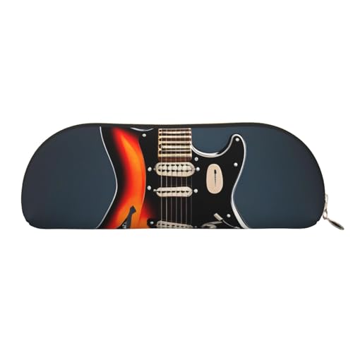 EdWal Orange E-Gitarren Druck Make-up Tasche Federmäppchen, Federmäppchen, stilvolle Federmäppchen für Frauen, Reise-Make-up-Tasche, Gold, En storlek, Kulturbeutel von EdWal