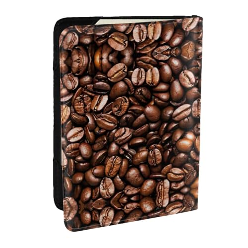 EdWal Reisepasshülle aus Leder mit lustigem Motiv "geröstete Kaffeebohnen" mit Kreditkartenfach, für Damen, Herren, Familienausweis, Reisen, Schwarz , Einheitsgröße von EdWal