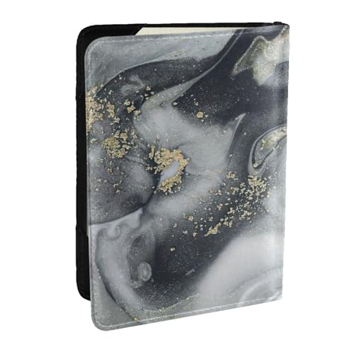 EdWal Reisepasshülle aus Leder mit orientalischem Marmorsteindruck, mit Kreditkartenfach, für Damen, Herren, Familienausweis, Reisen, Schwarz , Einheitsgröße von EdWal