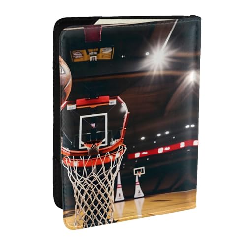 EdWal Reisepasshülle mit Basketball-Aufdruck, Kreditkartenfach, Leder, Reisepasshülle, für Damen, Herren, Familienausweis, Reisen, Schwarz , Einheitsgröße von EdWal