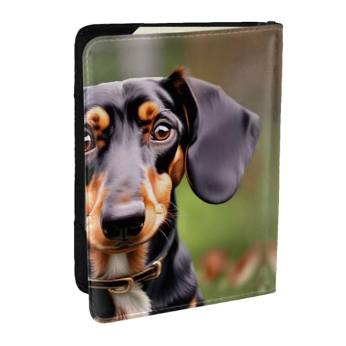 EdWal Reisepasshülle mit Dackel-Motiv, mit Kreditkartenfach, Leder, Reisepasshülle, für Damen, Herren, Familienausweis, Reisen, Schwarz , Einheitsgröße von EdWal