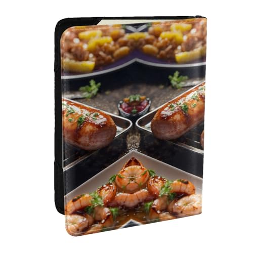 EdWal Reisepasshülle mit Fast-Food-Aufdruck, mit Kreditkartenfach, Leder, Reisepasshülle, für Damen, Herren, Familienausweis, Reisen, Schwarz , Einheitsgröße von EdWal