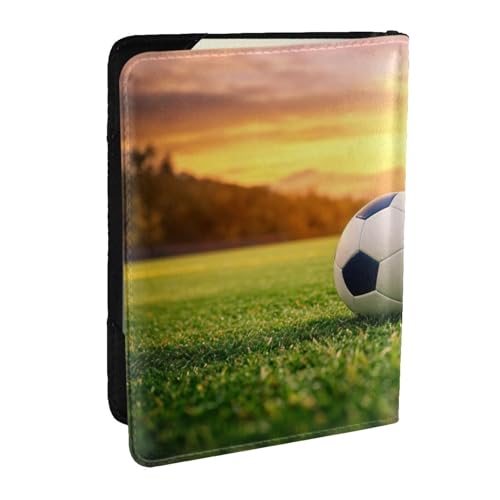 EdWal Reisepasshülle mit Fußball-Aufdruck, Kreditkartenfach, Leder, Reisepasshülle, für Damen, Herren, Familienausweis, Reisen, Schwarz , Einheitsgröße von EdWal