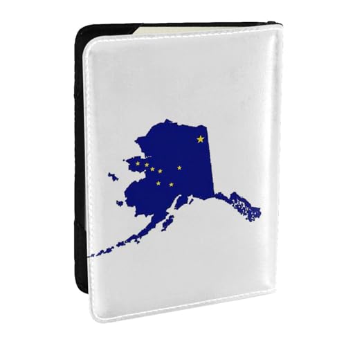 EdWal Reisepasshülle mit Kartenhalter, Leder, Motiv: Alaska-Staatsflagge, für Damen, Herren, Familienausweis, Reisen, Schwarz , Einheitsgröße von EdWal