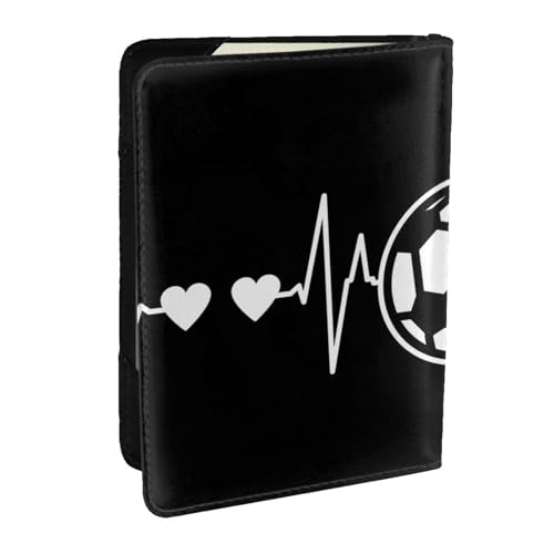 EdWal Reisepasshülle mit Kreditkartenfach, Leder, Motiv: "I Love Soccer Print", für Damen, Herren, Familienausweis, Reisen, Schwarz , Einheitsgröße von EdWal