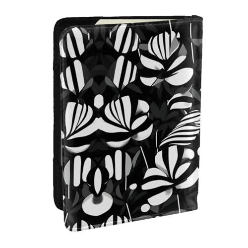 EdWal Reisepasshülle mit Kreditkartenfach, Leder, für Damen, Herren, Familienausweis, Reisen, Schwarz / Weiß gestreift, Schwarz , Einheitsgröße von EdWal