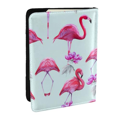 EdWal Reisepasshülle mit Kreditkartenfach, Leder, mit Flamingo-Muster, für Damen, Herren, Familienausweis, Reisen, Schwarz , Einheitsgröße von EdWal