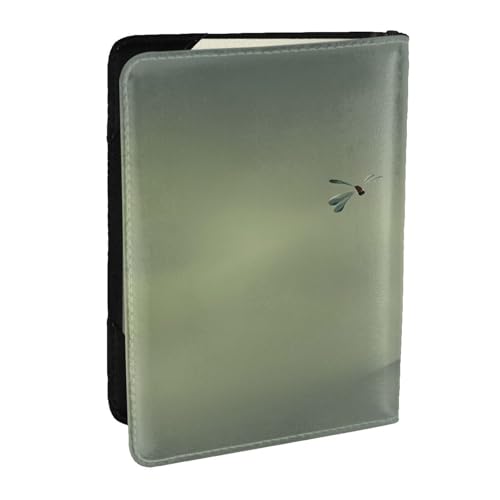 EdWal Reisepasshülle mit Lotusblumen- und Libellen-Druck, mit Kreditkartenfach, Leder, Reisepasshülle, für Damen, Herren, Familienausweis, Reisen, Schwarz , Einheitsgröße von EdWal