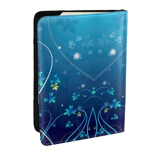 EdWal Reisepasshülle mit Mini-Blumen-Wirbelmuster, mit Kreditkartenfach, Leder, Reisepasshülle, für Damen, Herren, Familienausweis, Reisen, Schwarz , Einheitsgröße von EdWal