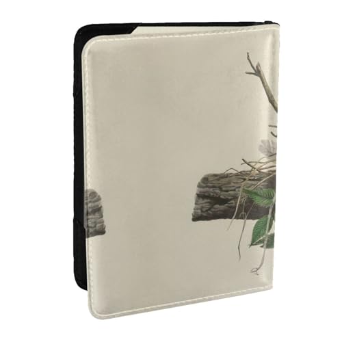 EdWal Reisepasshülle mit Vogelnest-Aufdruck, mit Kreditkartenfach, Leder, Reisepasshülle, für Damen, Herren, Familienausweis, Reisen, Schwarz , Einheitsgröße von EdWal