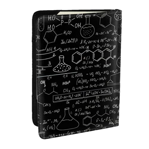 EdWal Reisepasshülle mit abstraktem Wissenschafts-Chemie-Druck, mit Kreditkartenfach, Leder, Reisepasshülle, für Damen, Herren, Familienausweis, Reisen, Schwarz , Einheitsgröße von EdWal