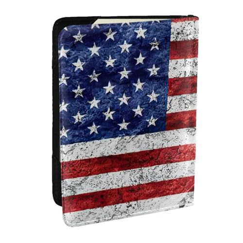 EdWal Reisepasshülle mit amerikanischer Flagge, Motiv: Unabhängigkeit, 4. Juli, mit Kreditkartenfach, Leder, Reisepasshülle, für Damen, Herren, Familienausweis, Reisen, Schwarz , Einheitsgröße von EdWal